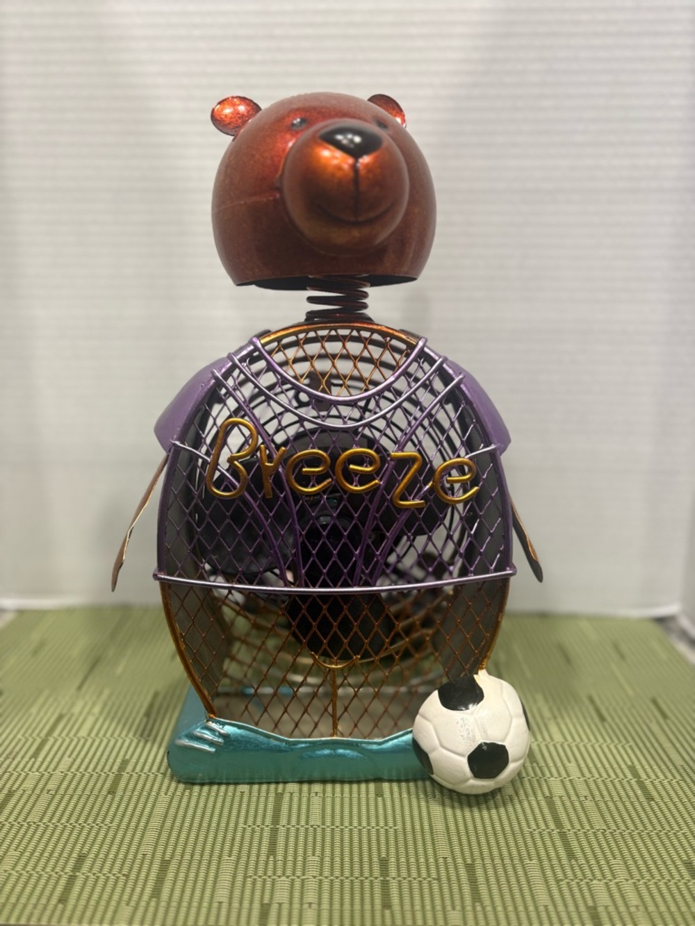 Bobble Head Soccer Bear Table Fan